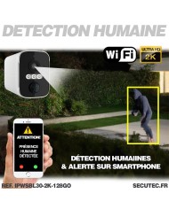 Camera blanche WiFi solaire UHD 2K infrarouge invisible ultra longue autonomie detection de mouvement et humaine 128Go Camera blanche WiFi solaire UHD 2K infrarouge invisible ultra longue autonomie detection de mouvement et humaine 128Go