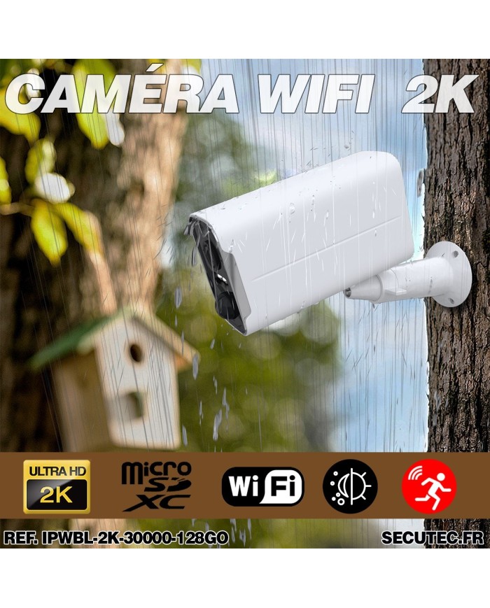 Camera blanche WiFi solaire UHD 2K infrarouge invisible ultra longue autonomie detection de mouvement et humaine 128Go Camera blanche WiFi solaire UHD 2K infrarouge invisible ultra longue autonomie detection de mouvement et humaine 128Go