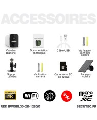 Camera blanche WiFi solaire UHD 2K infrarouge invisible ultra longue autonomie detection de mouvement et humaine 128Go Camera blanche WiFi solaire UHD 2K infrarouge invisible ultra longue autonomie detection de mouvement et humaine 128Go