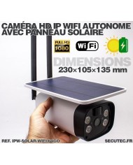 Caméra solaire Wifi HD 1080P waterproof Infrarouge accès à distance via iPhone Android 64 Go inclus