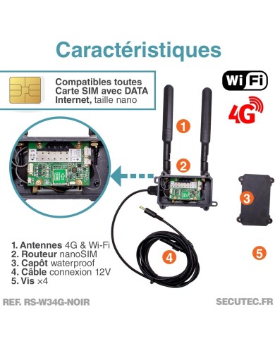 Routeur 3G 4G WiFi autonome solaire batterie couleur noire Routeur 3G 4G WiFi autonome solaire batterie couleur noire