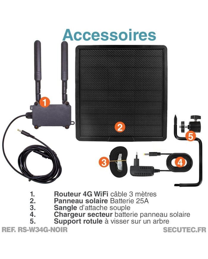 Routeur 3G 4G WiFi autonome solaire batterie couleur noire