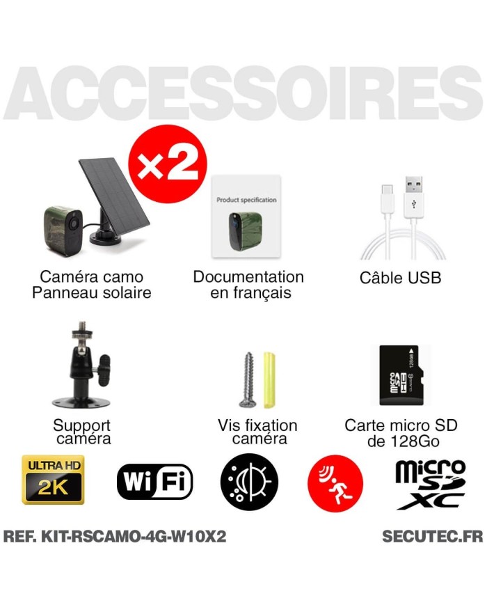 Kit vidéosurveillance 3G 4G autonome solaire camouflage avec 2 caméras