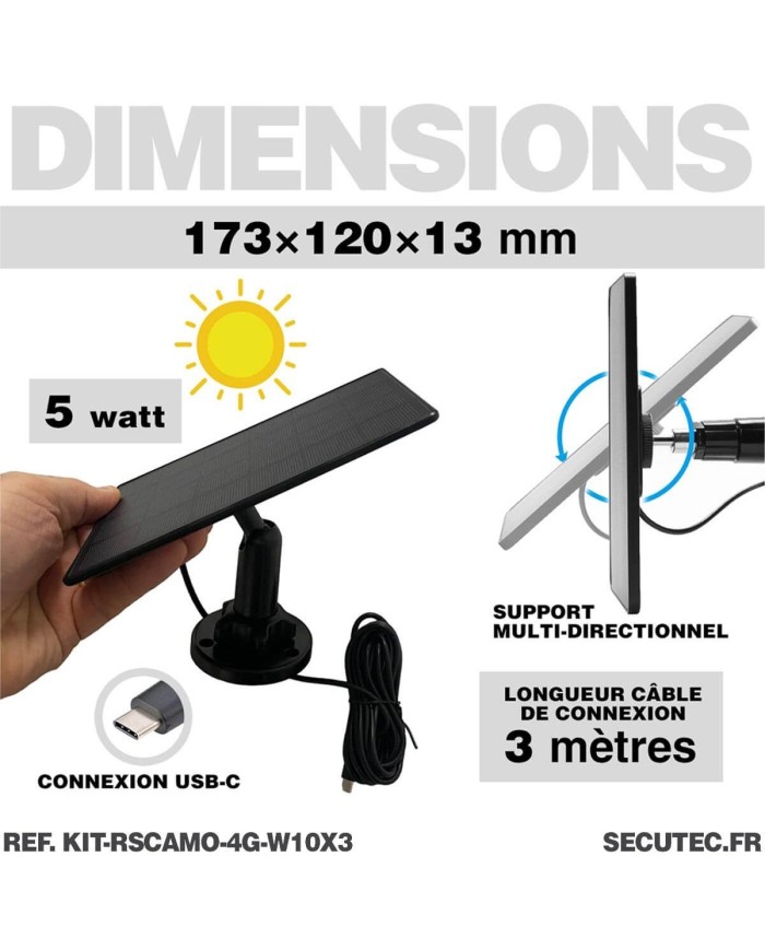 Kit vidéosurveillance 3G 4G autonome solaire camouflage avec 3 caméras