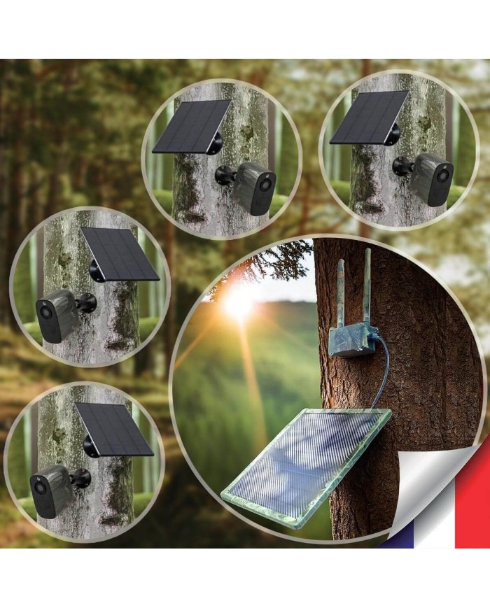 Kit vidéosurveillance 3G 4G autonome solaire camouflage avec 3 caméras