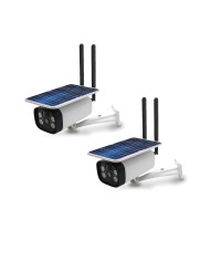 Kit de 2 caméras solaires Wifi HD 1080P waterproof Infrarouge accès à distance via iPhone Android 64 Go inclus
