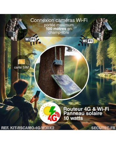 Kit vidéosurveillance camouflage 3G 4G autonome 2 caméras ultra longue autonomie solaires WIFI UHD 2K 128Go Kit vidéosurveillance camouflage 3G 4G autonome 2 caméras ultra longue autonomie solaires WIFI UHD 2K 128Go