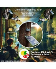 Kit vidéosurveillance camouflage 3G 4G autonome 2 caméras ultra longue autonomie solaires WIFI UHD 2K 128Go