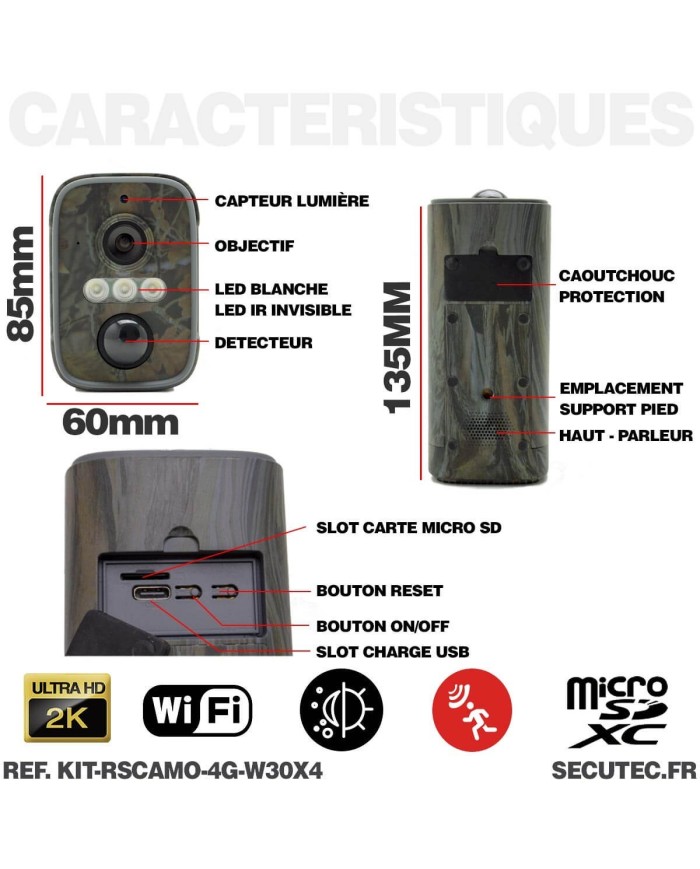Kit vidéosurveillance camouflage 4G autonome 4 caméras solaires WIFI