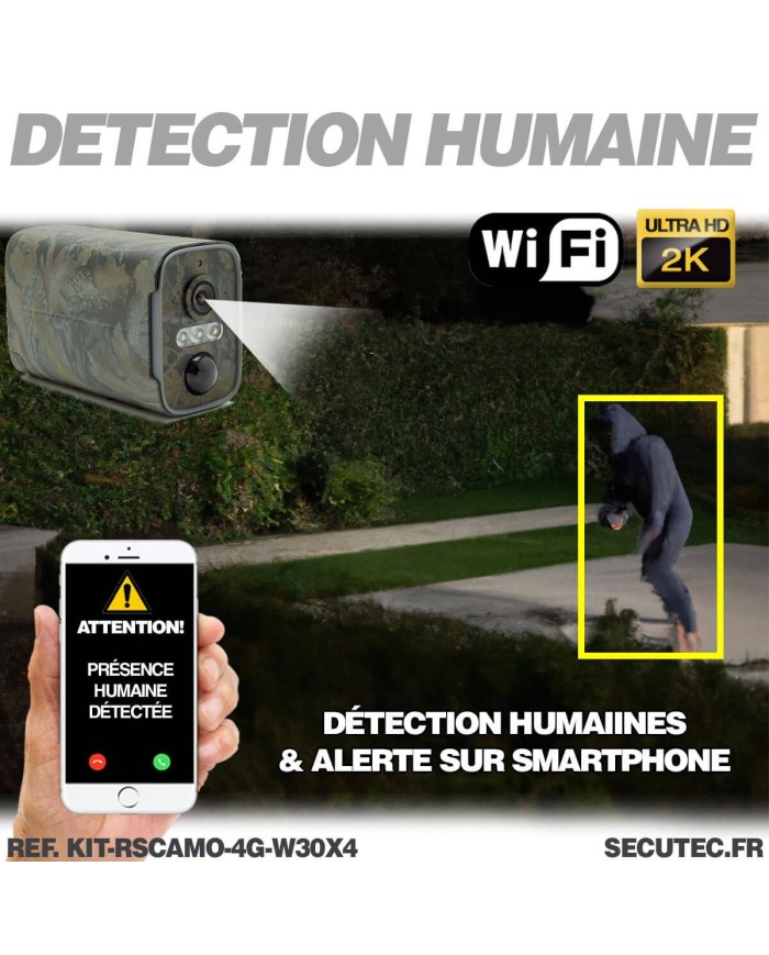 Kit vidéosurveillance camouflage 4G autonome 4 caméras solaires WIFI