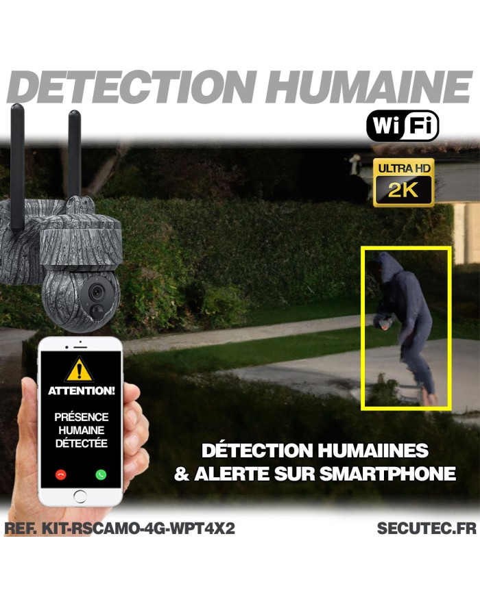 Kit vidéosurveillance  4G  2 caméras pilotables solaires WIFI 2K