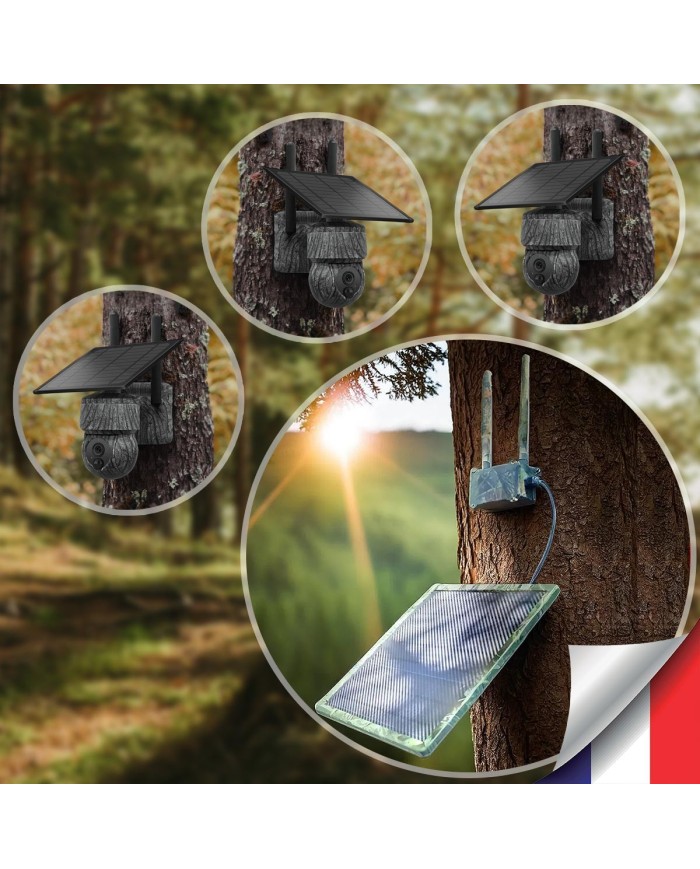 Kit vidéosurveillance camouflage 4G autonome 3 caméras pilotables 2K