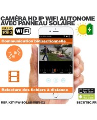 Kit de 2 caméras solaires Wifi HD 1080P waterproof Infrarouge accès à distance via iPhone Android 64 Go inclus