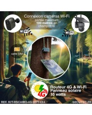 Kit vidéosurveillance camouflage 3G 4G autonome 4 caméras pilotables solaires WIFI 2K