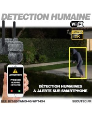 Kit vidéosurveillance camouflage 3G 4G autonome 4 caméras pilotables solaires WIFI 2K