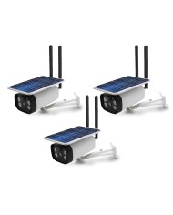 Kit de 3 caméras solaires Wifi HD 1080P waterproof Infrarouge accès à distance via iPhone Android 64 Go inclus