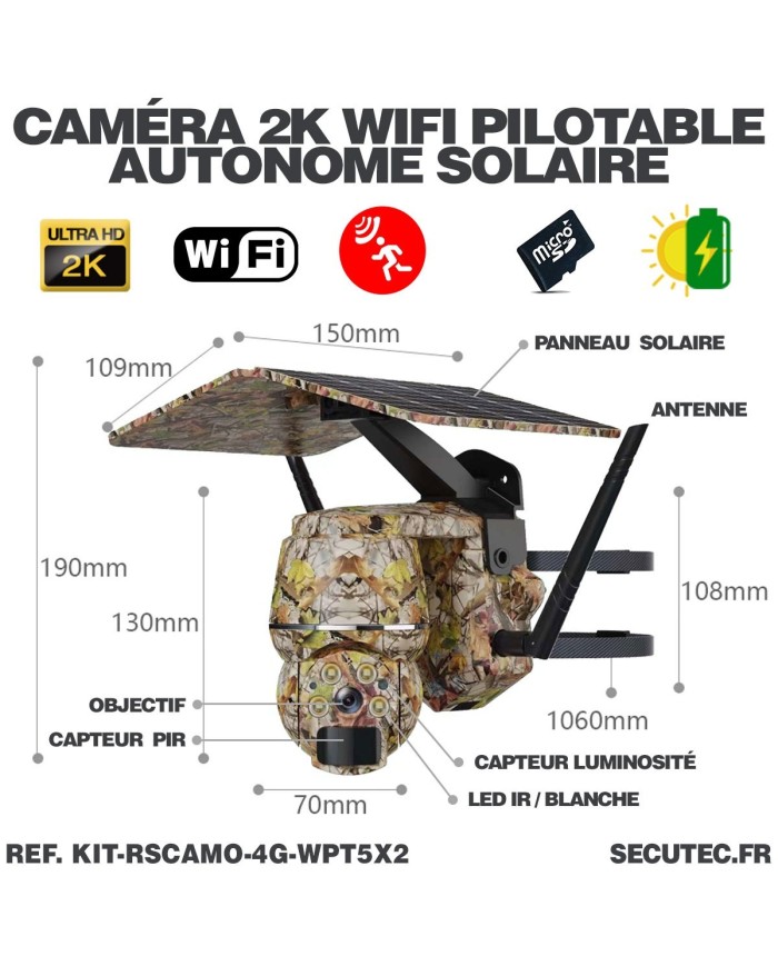 Kit vidéosurveillance camouflage 4G autonome 2 caméras pilotables WIFI