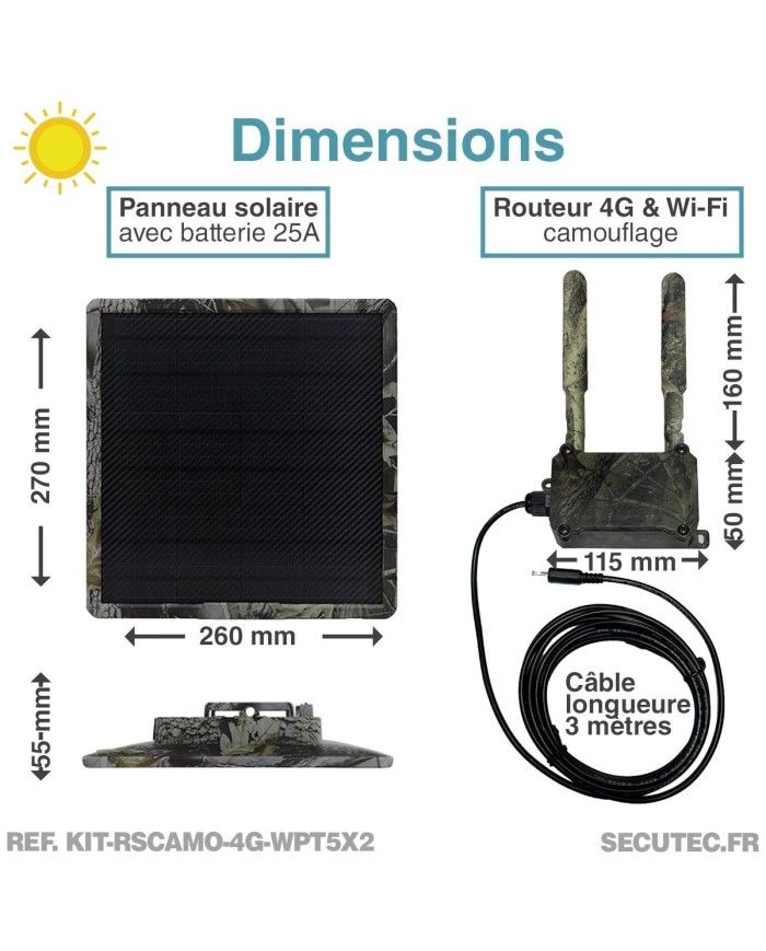 Kit vidéosurveillance camouflage 4G autonome 2 caméras pilotables WIFI