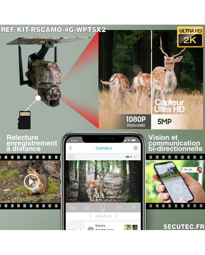 Kit vidéosurveillance camouflage 4G autonome 2 caméras pilotables WIFI