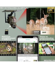 Kit vidéosurveillance camouflage 4G autonome 3 caméras pilotables solaires WIFI 2K 128Go