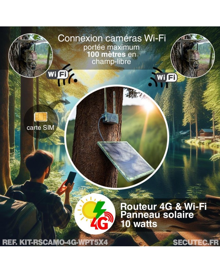 Kit vidéosurveillance camouflage 4G autonome 4 caméras ptz solaires