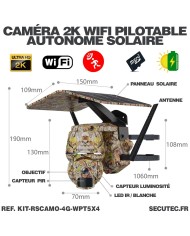 Kit vidéosurveillance camouflage 4G autonome 4 caméras ptz solaires
