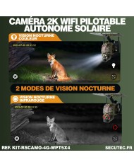 Kit vidéosurveillance camouflage 4G autonome 4 caméras ptz solaires