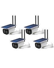 Kit de 4 caméras solaires Wifi HD 1080P waterproof Infrarouge accès à distance via iPhone Android 64 Go inclus