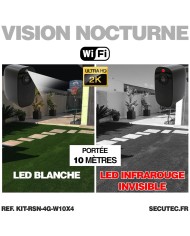 Kit vidéosurveillance 3G 4G autonome 4 caméras solaires WIFI 4MP