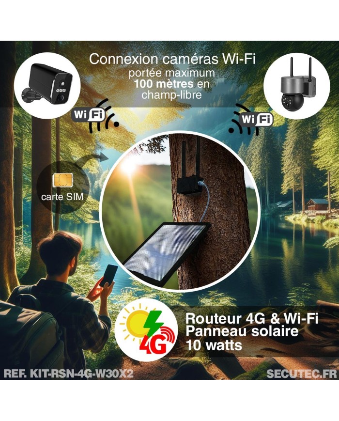 Kit vidéosurveillance 3G 4G autonome 2 caméras solaires WIFI UHD 2K