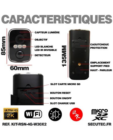 Kit vidéosurveillance 3G 4G autonome 2 caméras solaires WIFI UHD 2K Kit vidéosurveillance 3G 4G autonome 2 caméras solaires WIFI UHD 2K