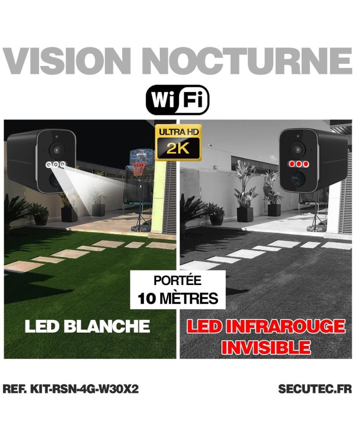 Kit vidéosurveillance 3G 4G autonome 2 caméras solaires WIFI UHD 2K