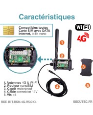 Kit vidéosurveillance 3G 4G autonome 4 caméras solaires WIFI UHD 2K