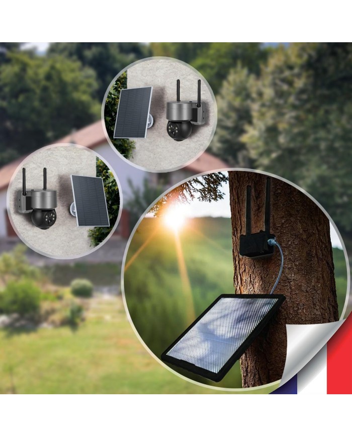 Kit vidéosurveillance 3G 4G autonome 2 caméras pilotables solaires WIFI 2K 128Go Kit vidéosurveillance 3G 4G autonome 2 caméras pilotables solaires WIFI 2K 128Go