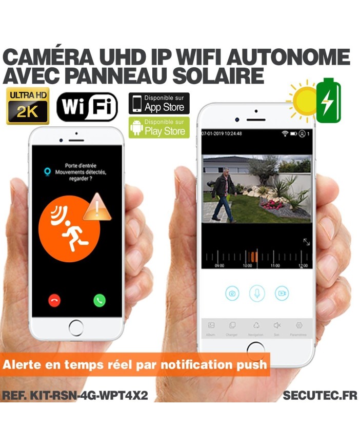 Kit vidéosurveillance 3G 4G autonome 2 caméras pilotables solaires WIFI 2K 128Go Kit vidéosurveillance 3G 4G autonome 2 caméras pilotables solaires WIFI 2K 128Go
