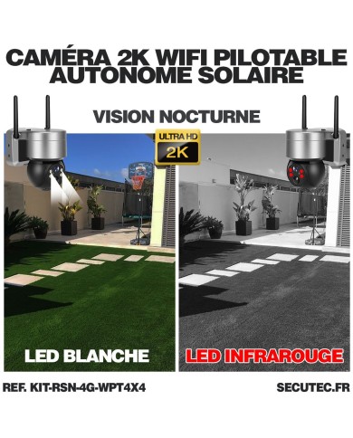 Kit vidéosurveillance 3G 4G autonome 4 caméras pilotables WIFI 2K Kit vidéosurveillance 3G 4G autonome 4 caméras pilotables WIFI 2K