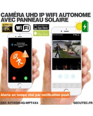 Kit vidéosurveillance 3G 4G autonome 4 caméras pilotables WIFI 2K