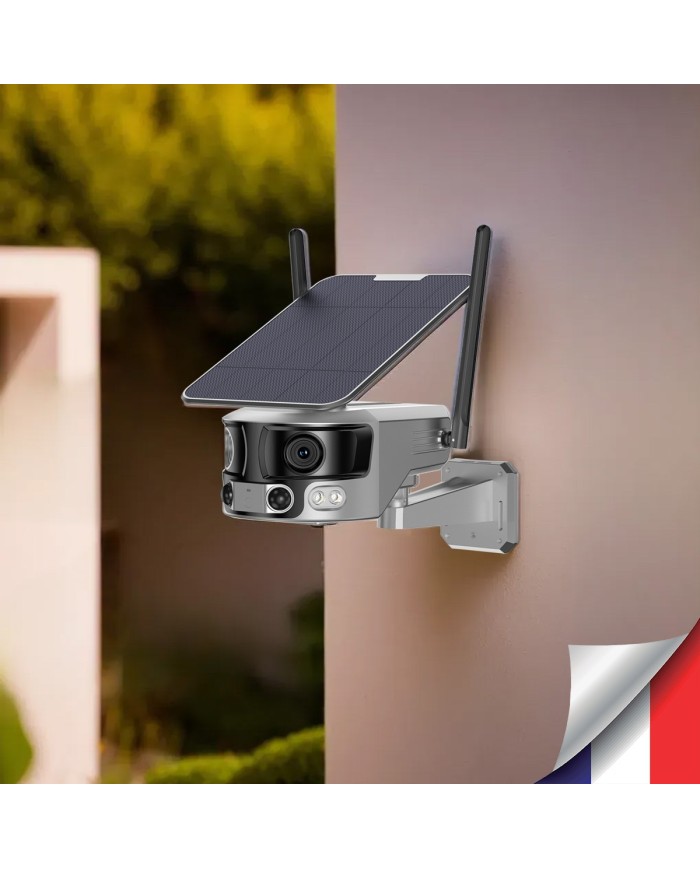 Caméra solaire 4G Ultra grand angle double objectifs UHD 4K 8MP détection de mouvement avec alerte sirène waterproof 128Go Caméra solaire 4G Ultra grand angle double objectifs UHD 4K 8MP détection de mouvement avec alerte sirène waterproof 128Go
