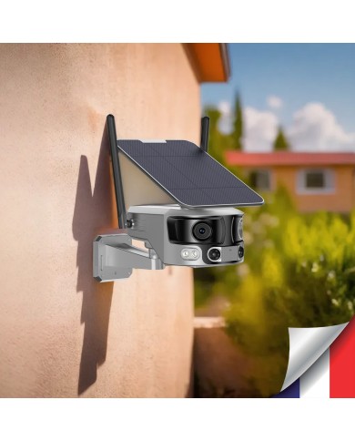 Caméra solaire WiFi Ultra grand angle double objectifs UHD 4K 8MP détection de mouvement avec alerte sirène waterproof 128Go Caméra solaire WiFi Ultra grand angle double objectifs UHD 4K 8MP détection de mouvement avec alerte sirène waterproof 128Go